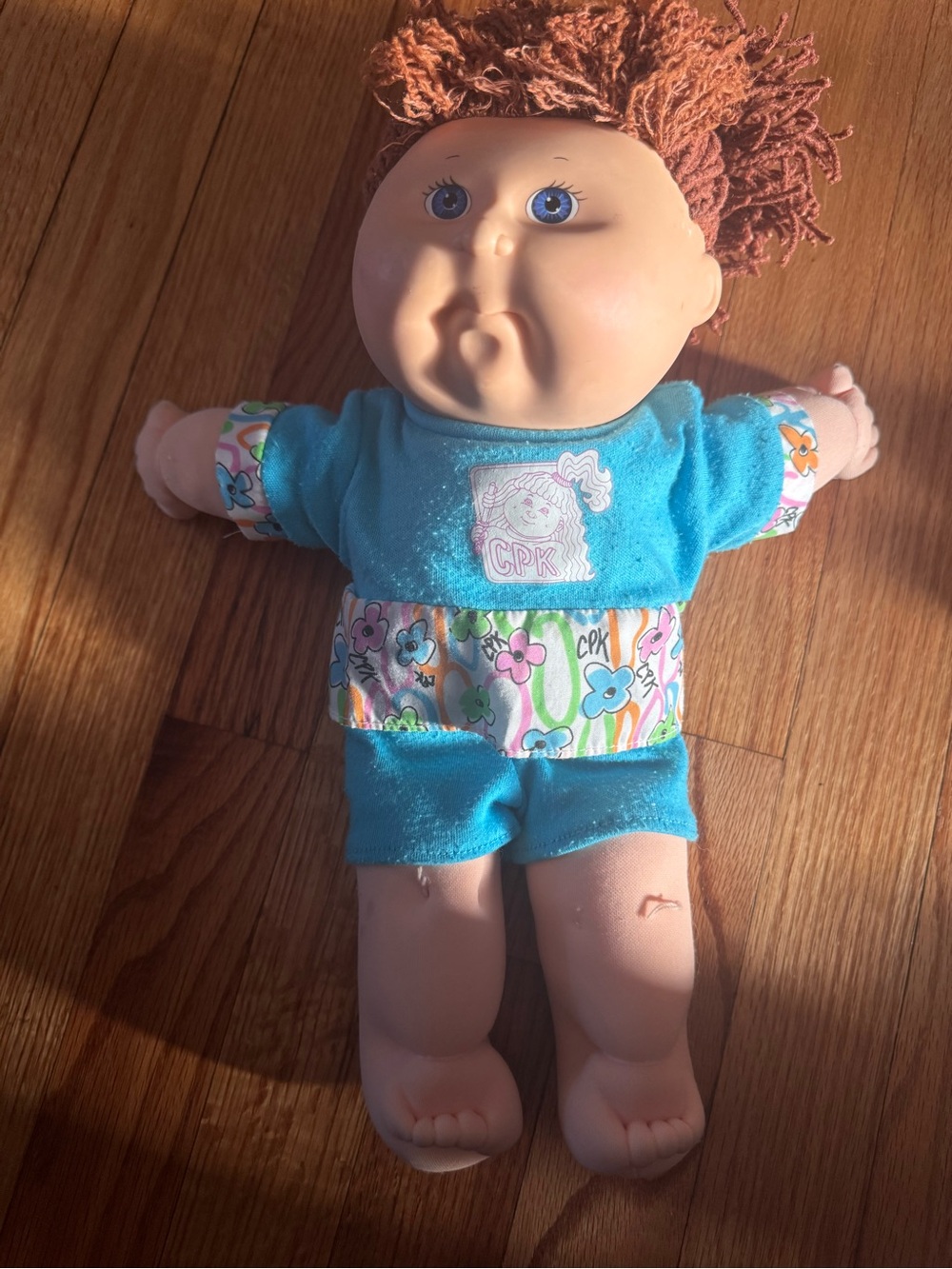Cabbage Patch Kids Turquoise Plush Baby Doll with Floral Outfit